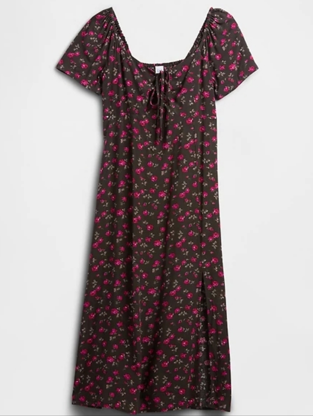 NWT - GAP Brown Floral Puff Short Sleeve Midi Dress - Size XXL - Picture 4 of 16